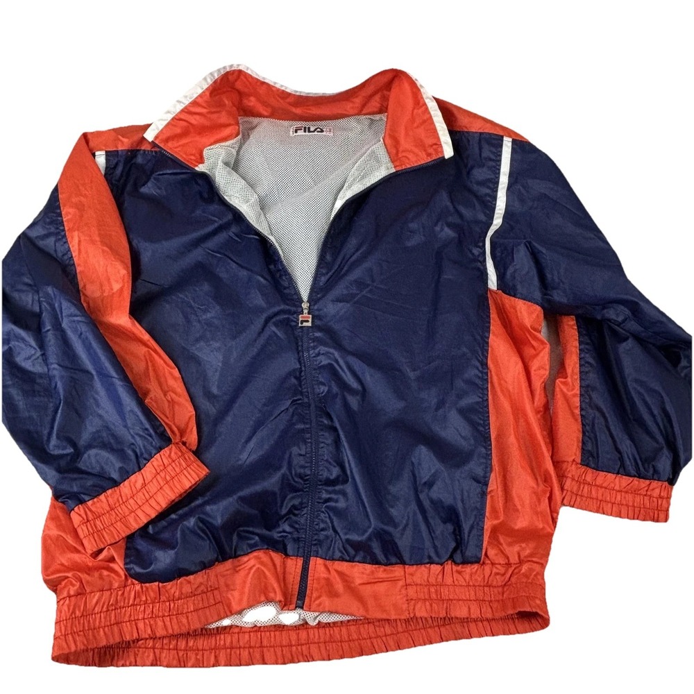 Vintage Fila Jacket Mens Extra Large Navy Red Windbreaker Italy Track Coat 90s